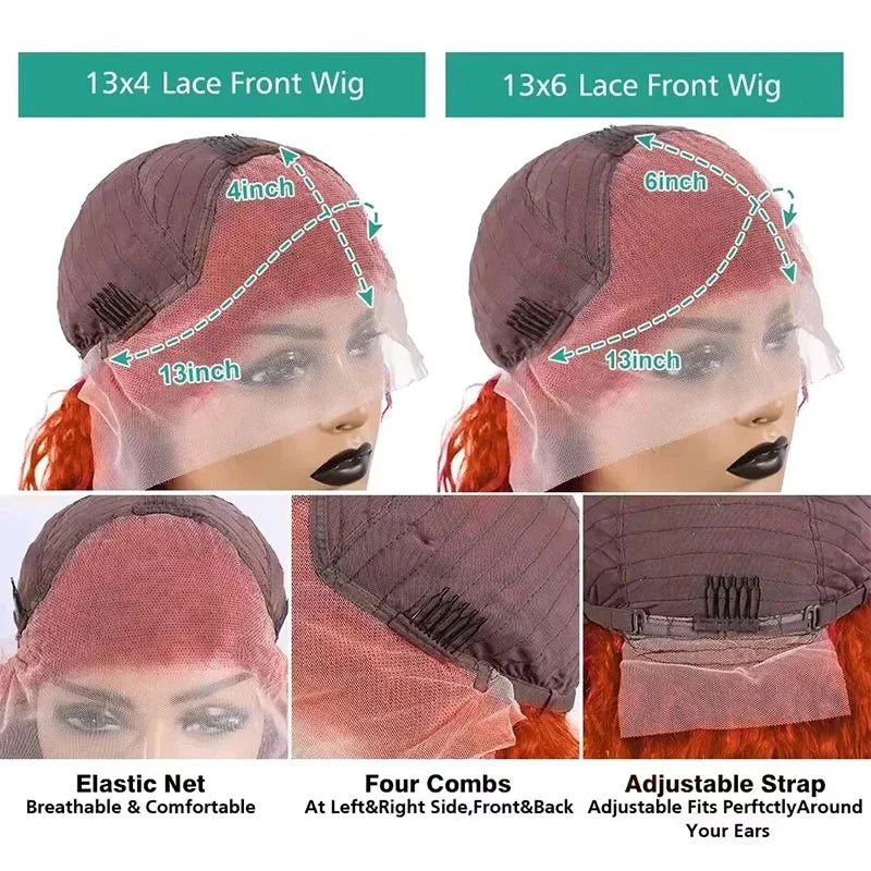 13x6 HD Lace Front Orange wigs