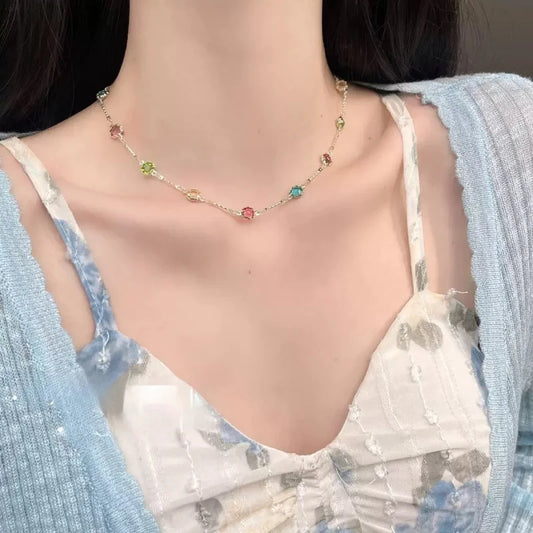 Natural stone choker necklace