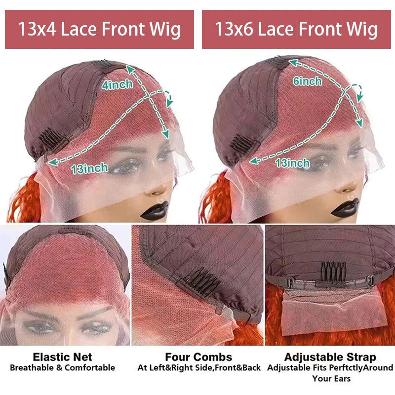 Water Wave Ginger Lace Front Wigs