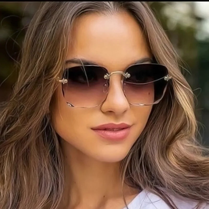 3PCS Square Rimless Sunglasse