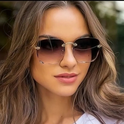 3PCS Square Rimless Sunglasse