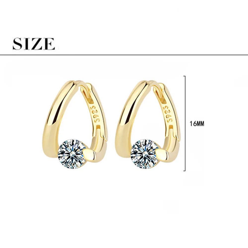Gold Crystals Simple Earrings