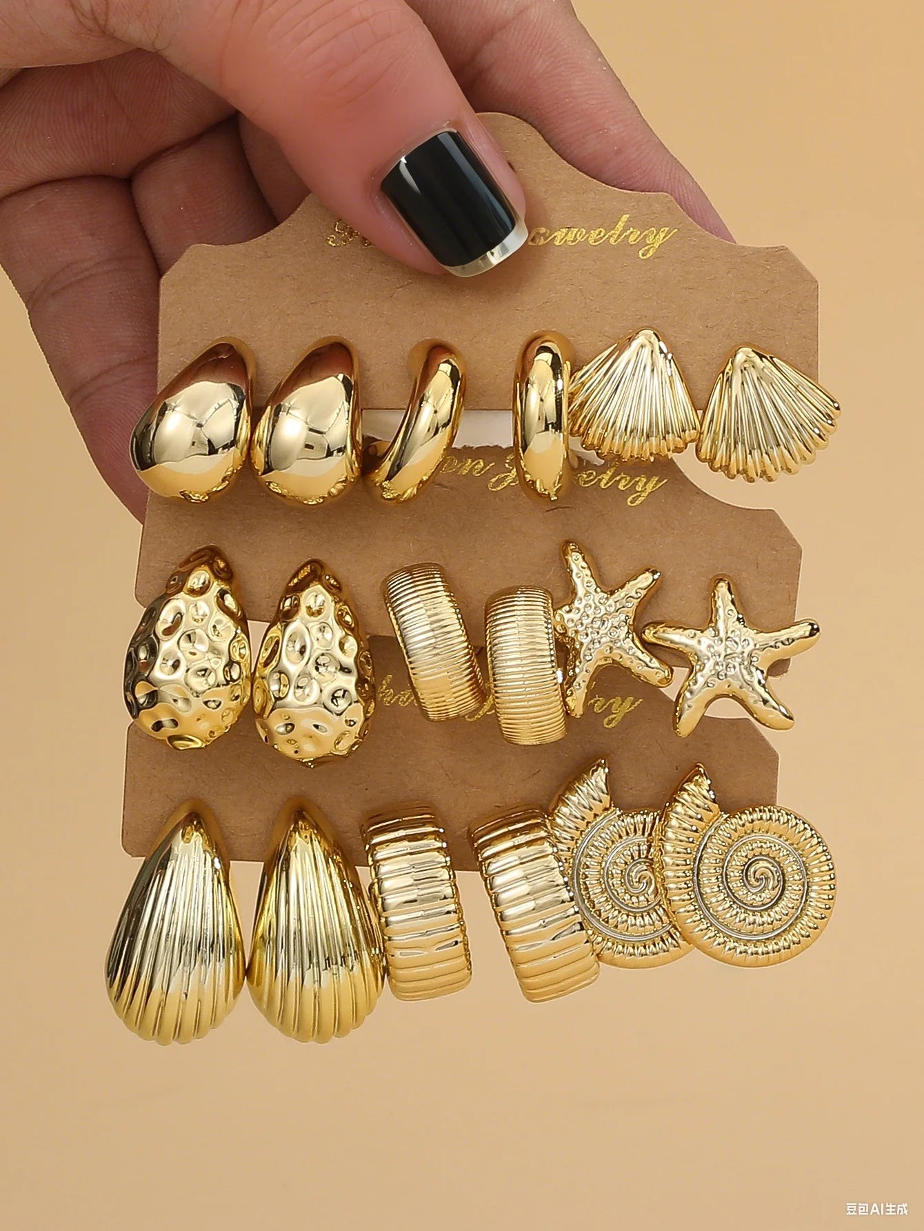 3PAIRS-6PAIRS/Set Fashionable &Golden Starfish,
