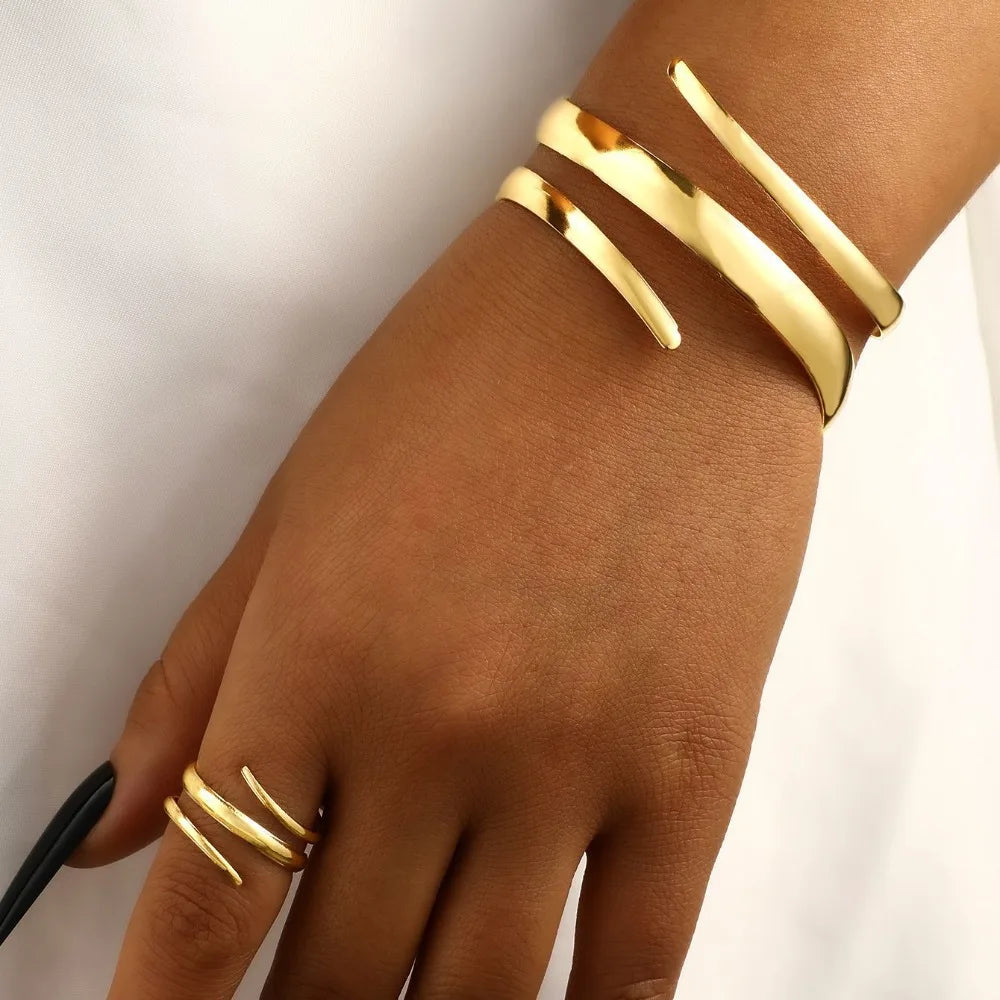Geometric Line Bracelet Ring