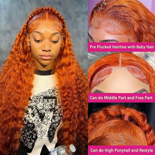 Water Wave Ginger Lace Front Wigs