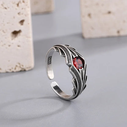 925 Sterling Silver Red Zircon Ring