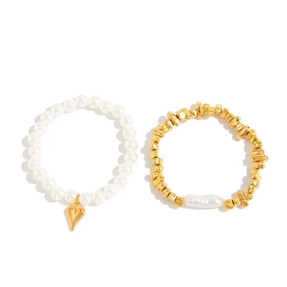 2Pcs/Set Elegant Imitation Pearl Bracelet