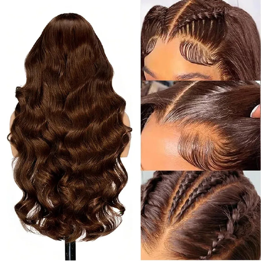 3B 3C Chocolate Brown Body Wave Wigs