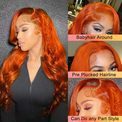 34 36 Inch Orange Ginger curly wigs