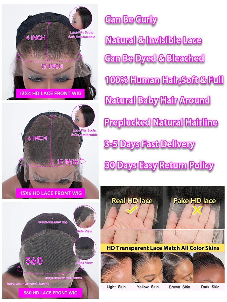 40 Inch Deep Wave Lace Front Wig curly