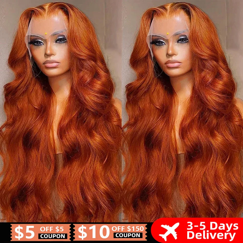 34 36 Inch Orange Ginger curly wigs