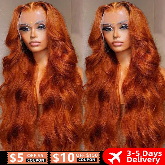 34 36 Inch Orange Ginger curly wigs