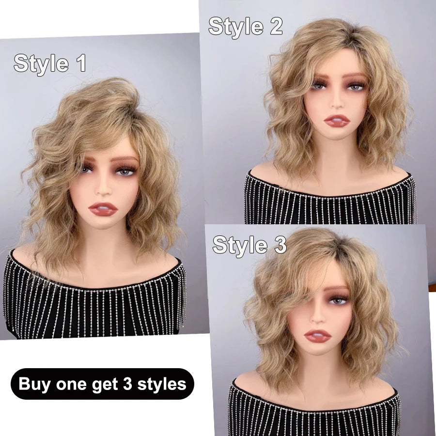 Synthetic Wavy Bob Wig curly