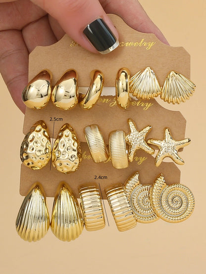 3PAIRS-6PAIRS/Set Fashionable &Golden Starfish,