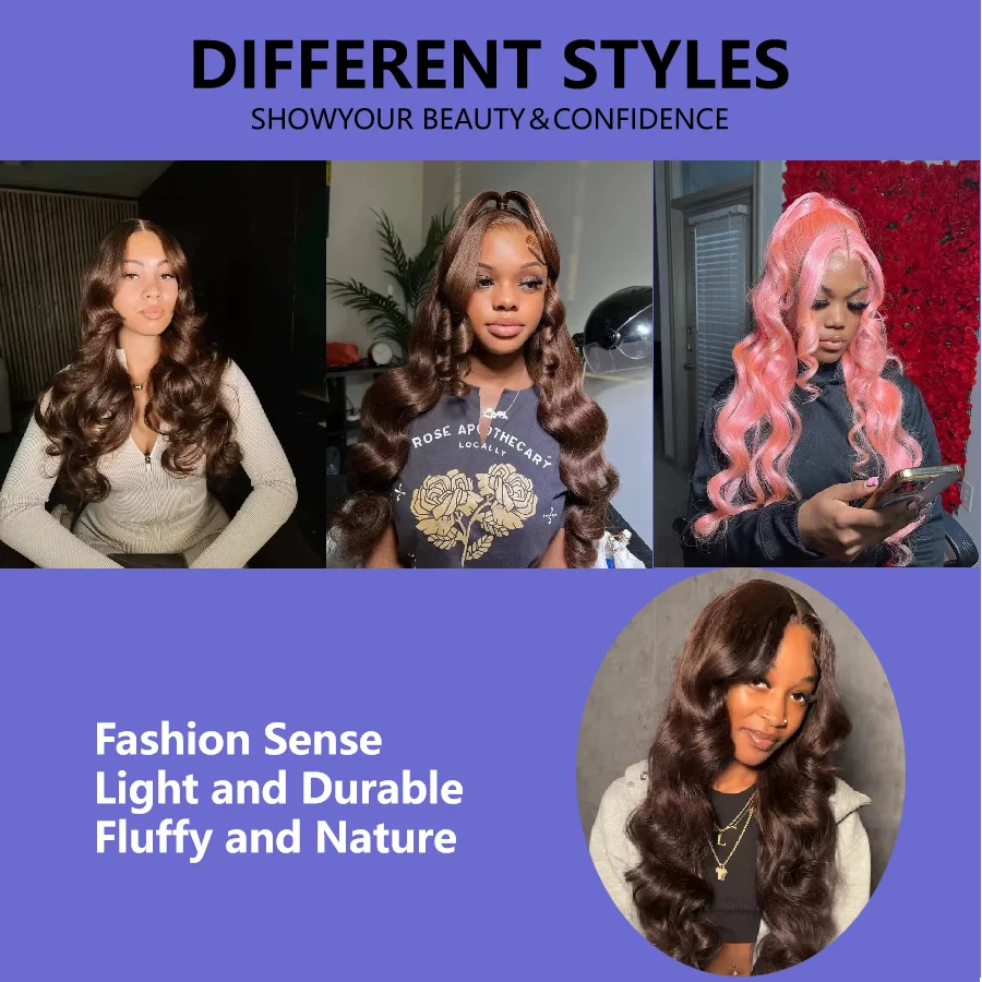 3B 3C Chocolate Brown Body Wave Wigs