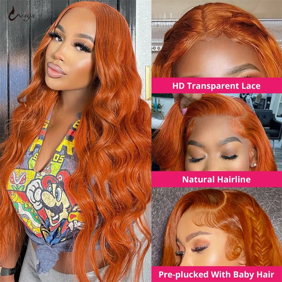 13x6 HD Lace Front Orange wigs