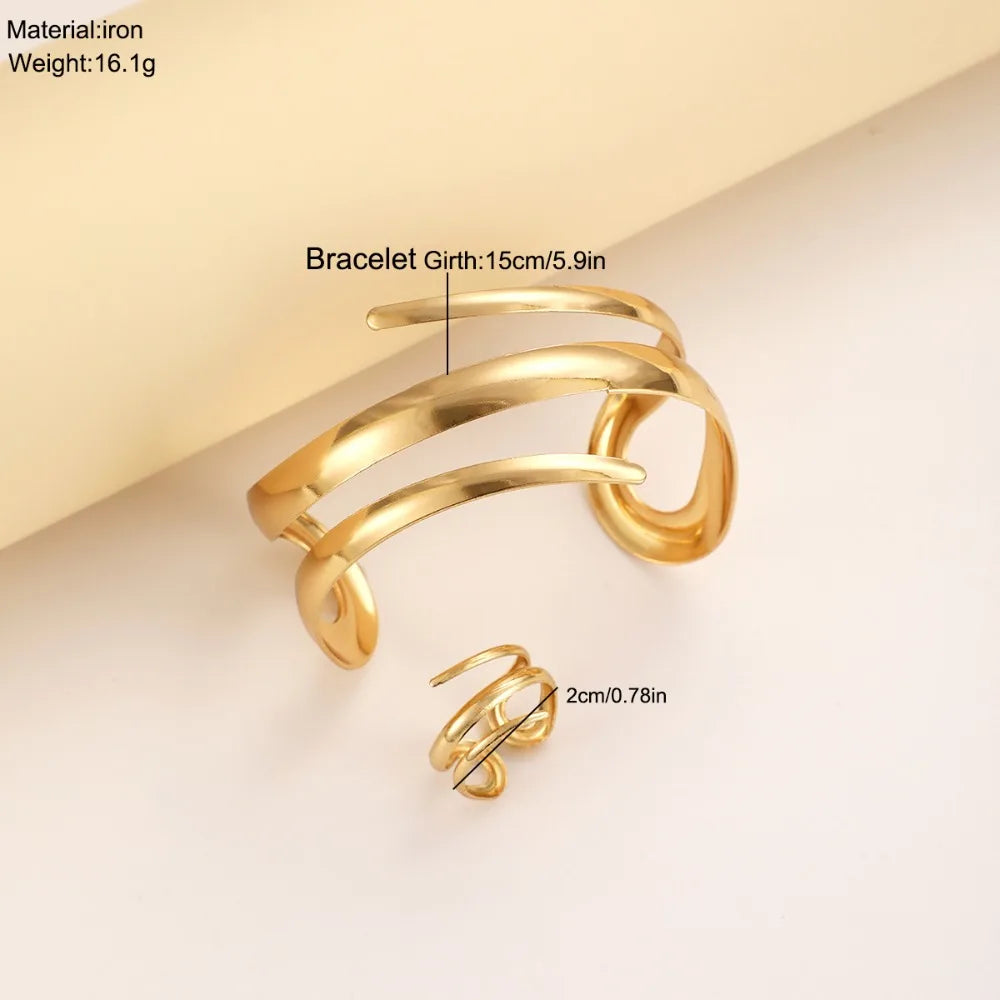 Geometric Line Bracelet Ring