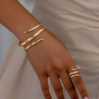 Geometric Line Bracelet Ring