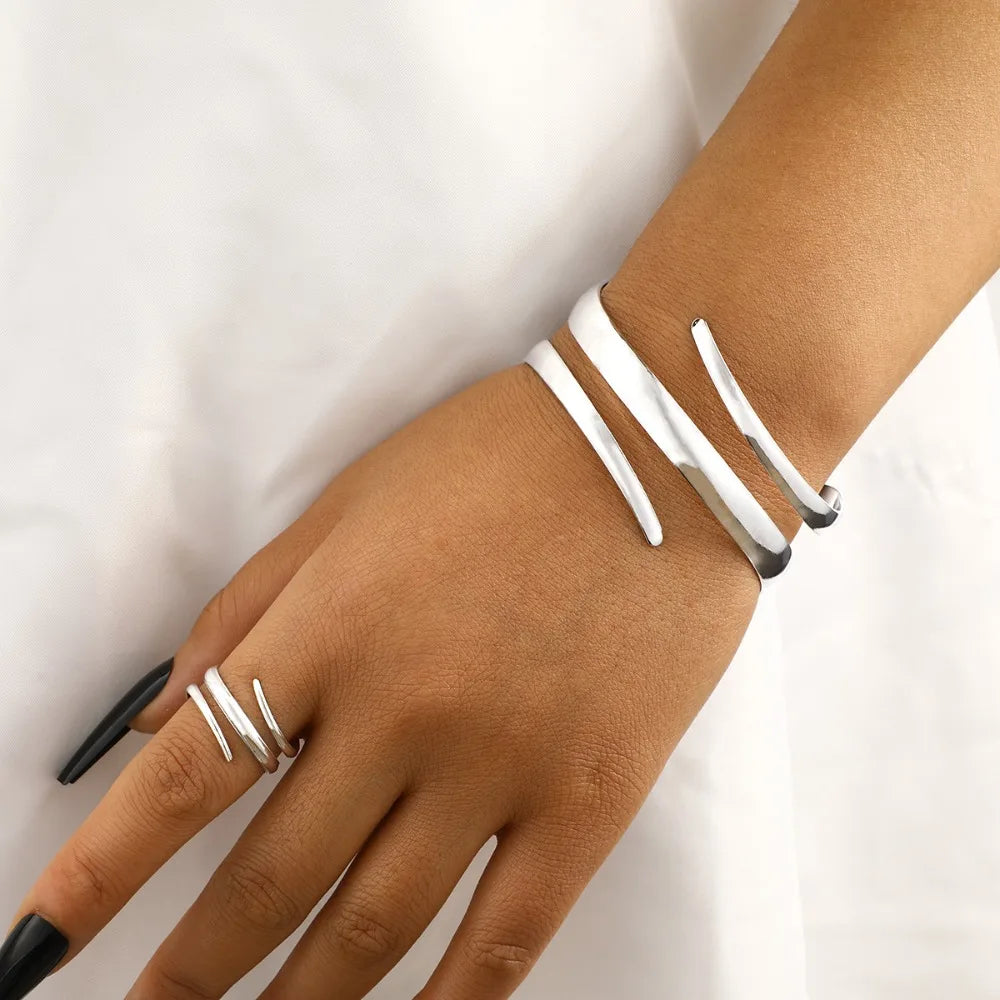 Geometric Line Bracelet Ring