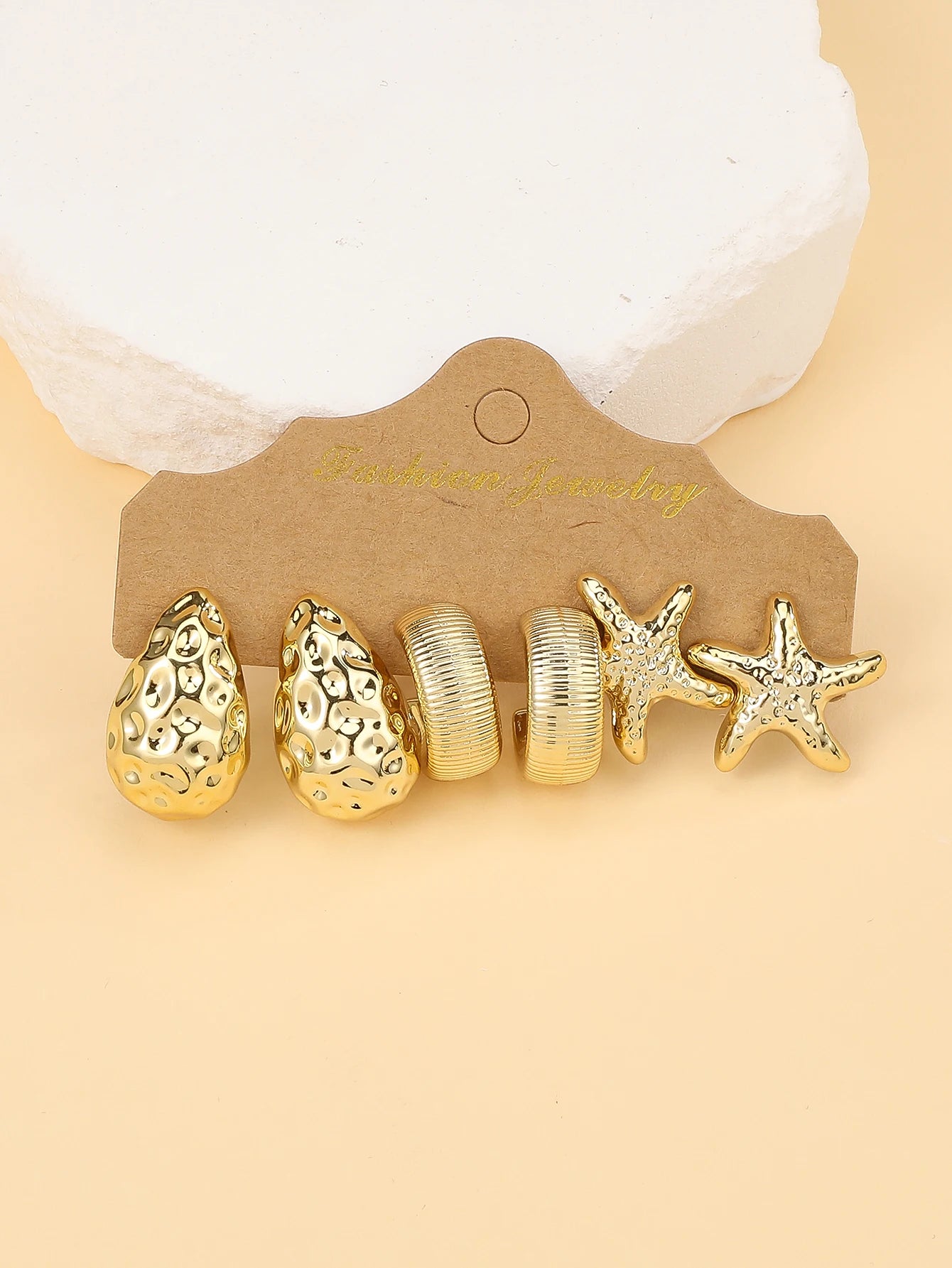 3PAIRS-6PAIRS/Set Fashionable &Golden Starfish,