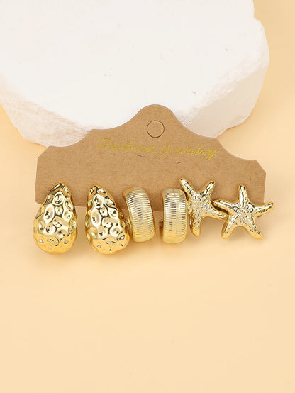 3PAIRS-6PAIRS/Set Fashionable &Golden Starfish,