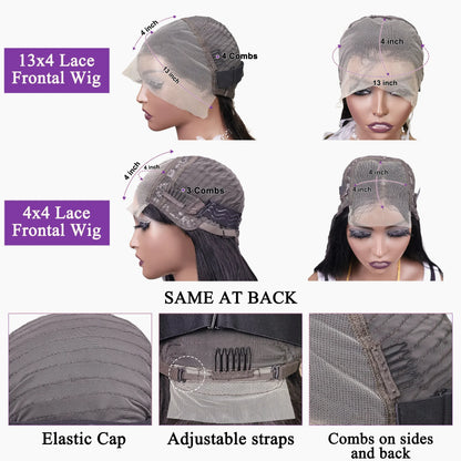 Bob Wig Human Hair 13x4