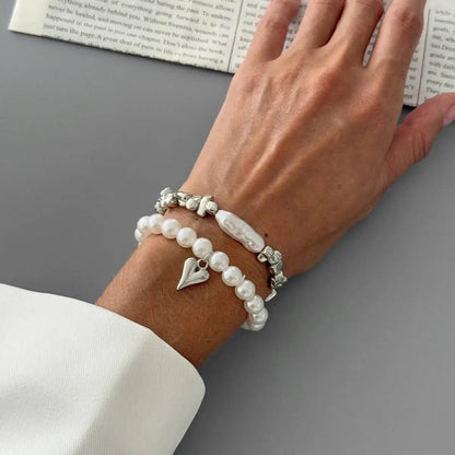 2Pcs/Set Elegant Imitation Pearl Bracelet