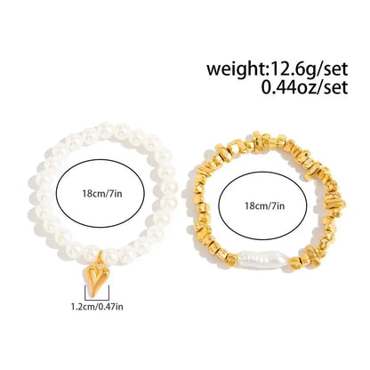 2Pcs/Set Elegant Imitation Pearl Bracelet
