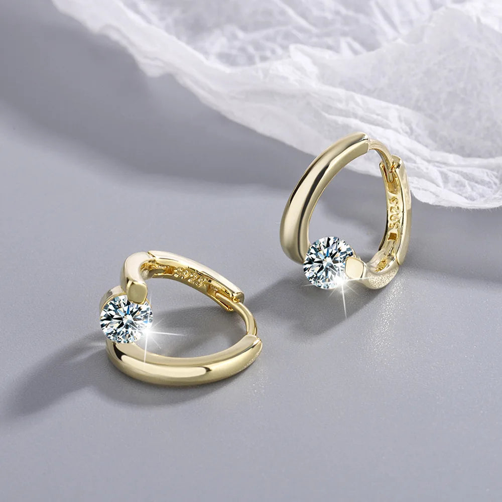 Gold Crystals Simple Earrings