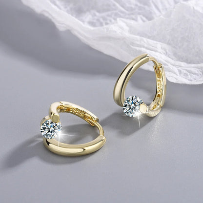 Gold Crystals Simple Earrings