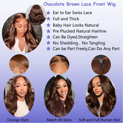 3B 3C Chocolate Brown Body Wave Wigs