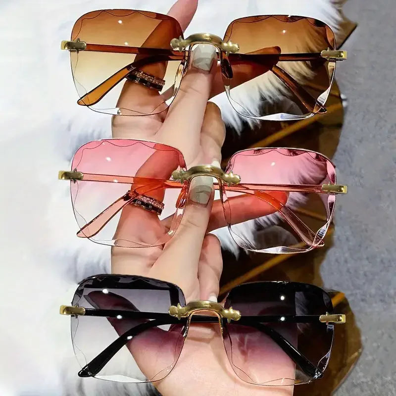 3PCS Square Rimless Sunglasse