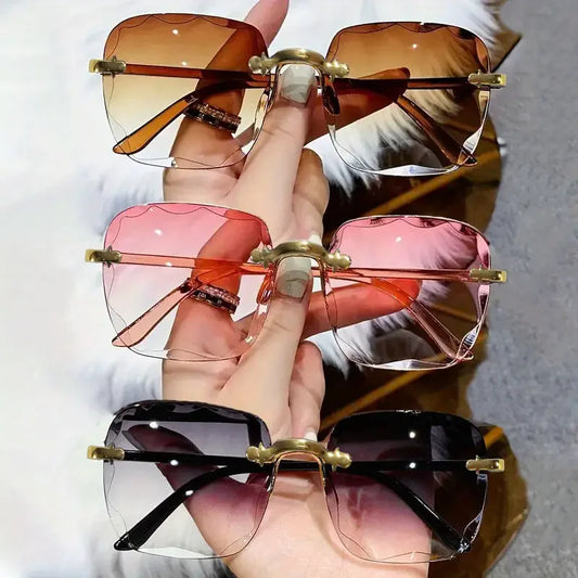 3PCS Square Rimless Sunglasse